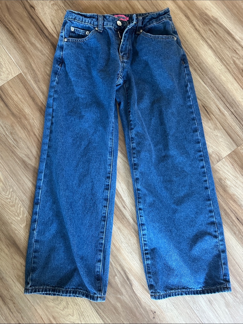 Edikted Dark Blue Wide-Leg Flare Jeans